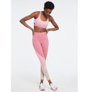 Bandier WE OVER ME Pink Color-block stretch leggings and bra